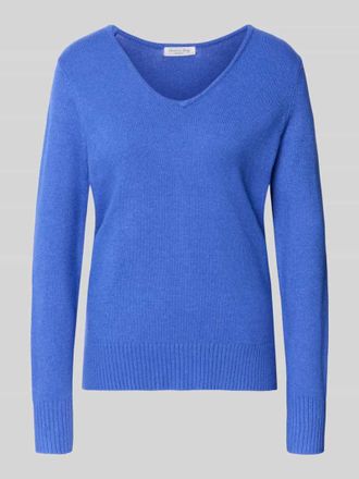 Christian Berg Strickpullover aus Viskose-Mix mit V-Ausschnitt in Royal Melange, Gr&ouml;&szlig;e L