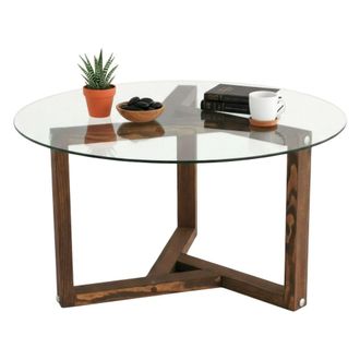Dmora Mesa De Caf&eacute; Phaedra, Mesa De Centro Baja, Revistero Para Sof&aacute;, Estante De La Sala De Estar, 75x75h40 Cm, Nuez, Con Embalaje Reforzado - Dmora