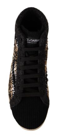 Dolce & Gabbana Mens Beige Brown Wool Cotton High Top Sneakers