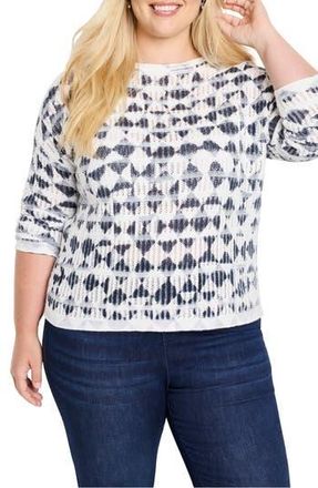 Nic+Zoe Cotton Open Stitch Sweater in Indigo Multi at Nordstrom Rack, Size 1X