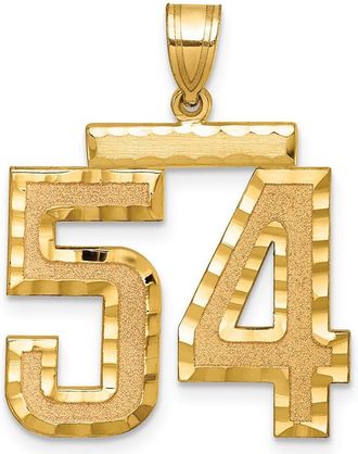Diamond2Deal 14k Yellow Gold Large Brushed Diamond-cut Number Charm Pendant