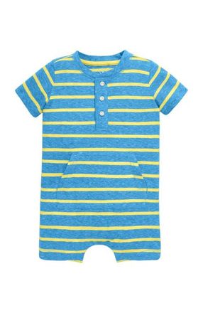 primary Baby Heathered Henley Shortie In Stripe in Cornflower Banana Stripe at Nordstrom, Size 18-24M