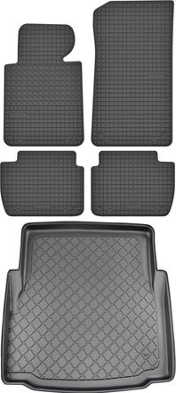 OEM Bmw Serie 3 E46 Sed&aacute;n De 1998 A 2005, 2 De Febrero, Juego - Alfombrillas De Goma Para Coche + Alfombrilla Para Maletero