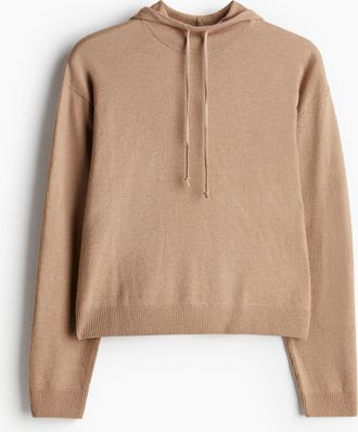 H&M Feinstrick-Hoodie - Beige