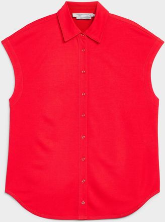 Contemporaine Womens Piqu&eacute; jersey cap-sleeve shirt