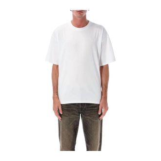 Diesel Tops, Heren, Wit, S, T-shirt met geborduurd logo en relaxte pasvorm