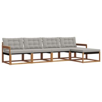 vidaXL Conjunto De Sof&aacute;s De Exterior 5 Pcs Gris Natural Y Claro Vidaxl