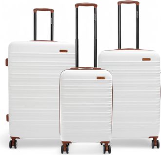 Infinity Leather Uitbreidbare cr&egrave;mewitte harde ABS koffer met 8 wielen, robuuste reiskoffer voor vakanties