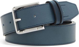 Piquadro Cintur&oacute;n de Piel con Hebilla de Leng&uuml;eta - Tebe - Accessories - Hombre - Azul - ONE SIZE