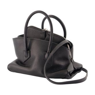The Attico Womens La Passeggiata Mini Top Handle Bag - The Attico Leather Black Calfskin Shoulder-Hobo-Bags