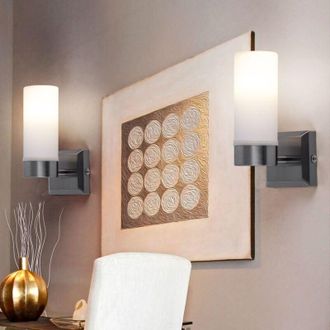 Globo Lighting Lampada da parete a led in vetro IP44 lampada da bagno in vetro opale lampada da parete per bagno, metallo nichel opaco, 1x 6W 300Lm bianco caldo