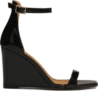 Kazar Zwarte gelakte sandalen op een hak - Dames - Sleehakken - Zwart - 36 EU - Leer - Schoenen
