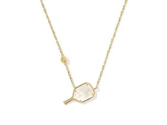 Kendra Scott Pickleball Short Pendant Womens Necklace Womens Necklace Gold Ivory Mother Of Pearl, Brass/Rhodium-Plated