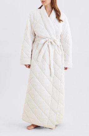 Papinelle Sleepwear Quilted Cotton Maxi Robe in Ecru at Nordstrom, Size X-Large