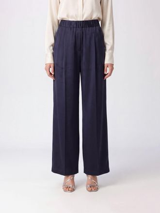 Semicouture Pantaloni palazzo a vita alta in raso con vita elasticizzata