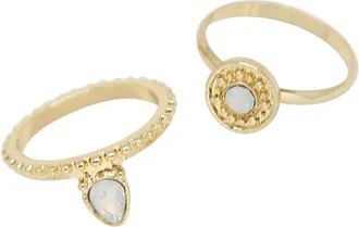 Ettika Plated Simple Textured Ring Band Set