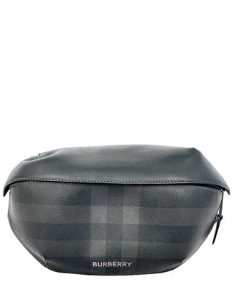 Burberry Black Print Leather Sonny Check Waist Bag (Authentic Pre-Loved)