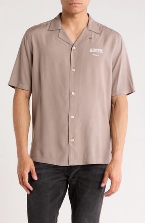 AllSaints Burman Camp Shirt in Chestnut Brown at Nordstrom Rack, Size X-Large