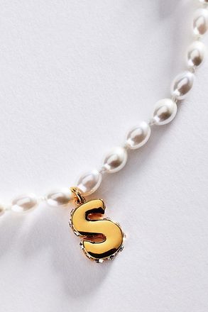 Anthropologie Pearl Initial Necklace