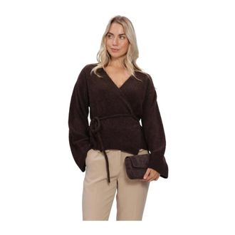 Lina Locchi Ll-Berit Wikkelvest - Dames - Truien - Bruin - Maat: M Wol