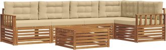 vidaXL Conjunto De Sof&aacute;s De Exterior 6 Uds. Natural Y Beige Vidaxl