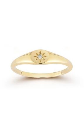 Ember Fine Jewelry 14K Gold Diamond Signet Ring in Bright Gold at Nordstrom Rack, Size 8