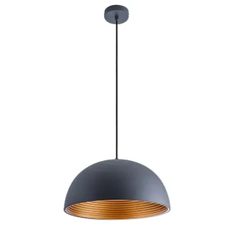 Paco Home Paco Home - Luminaria Suspensi&oacute;n Colgante Comedor Cocina Colgante 1,5m Cable Textil &Oslash;40,5cm Sin Bombillas, Antracita-oro