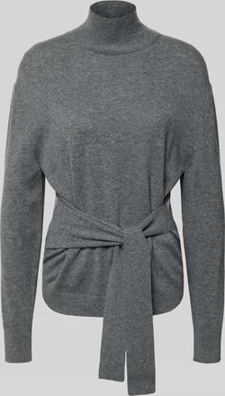 HUGO BOSS Regular Fit Strickpullover aus Schurwoll-Seiden-Mix Modell FALANDIA in Mittelgrau Melange, Größe XXL