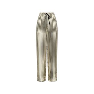 Versace Broeken, Dames, Beige, S, Zijdekeper pyjamabroek met print