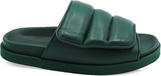 Gia Borghini Womens Gia 3 Padded Leather Slides In Cliff Green