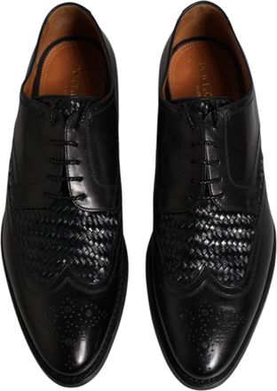 Dolce & Gabbana Mens Black Leather Derby Wingtip Lace Up Formal Dress Shoes Goatskin Kangaroo Viscose