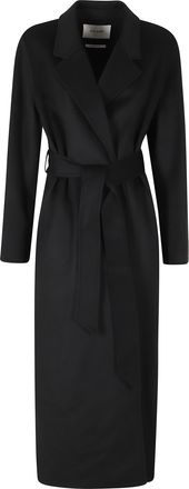 IVY & OAK Black Classic Lapel Long Wool Coat
