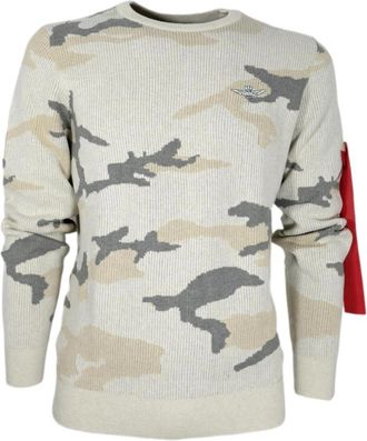 Aeronautica Heren Trui met Camouflage Patroon - Heren - Sweatshirts - Beige - M - Katoen - Hoodies & sweatvesten