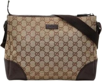Gucci Pre-owned Cross Body Bags, female, Brown, Size: ONE SIZE Pre-owned Canvas Shoulder Bag