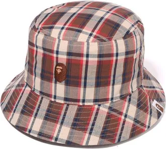A Bathing Ape Mini Bape Check Bucket Hat Red 1J30-181-001-RED