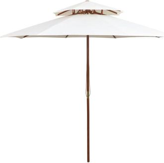 vidaXL Sombrilla De Dos Niveles Palo De Madera Blanco Crema 270x270 Cm Vidaxl
