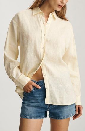 Mavi Relaxed Fit Linen Button-Up Shirt in Flan at Nordstrom, Size Medium