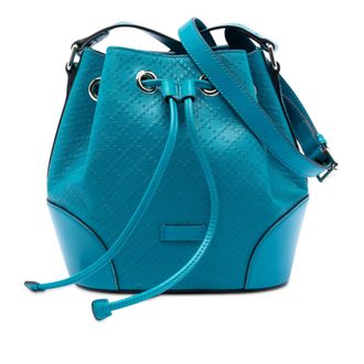 Gucci Blue Diamante Leather Bright Bucket Bag