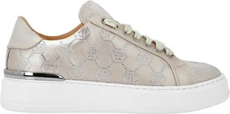 Philipp Plein Satin Lo Top Sneakers Monogram Strass - Dames - Sneakers - Beige - 35 EU - Leer - Schoenen