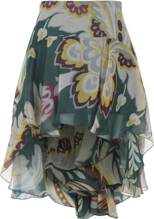 Etro Bloemenprint Zijden Mini Rok - Dames - Korte rokken - Veelkleurig - XS - Organza - Rokken