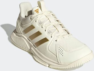 adidas Hallenschuh ADIDAS PERFORMANCE COURT FLIGHT, Damen, Gr. 42, weiss (sanftes wei&szlig;, gold metallic, core schwarz), Synthetik, Textil, Schuhe Hallenschuh, 
