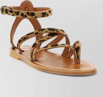 K.Jacques leather leopard-print flat sandals