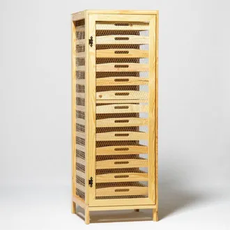 PRIMROSE Traditional Apple Storage Rack with 14 Drawers 156cm x 55cm x 59cm in Brown | Size: 156 cm x 55 cm x 59 cm