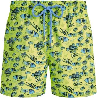 Vilebrequin Fishies Drawing Zwemshorts - Heren - Strandmode - Geel - M - Polyester - Badmode