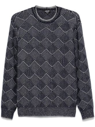 Giorgio Armani jacquard cashmere sweater - Blue
