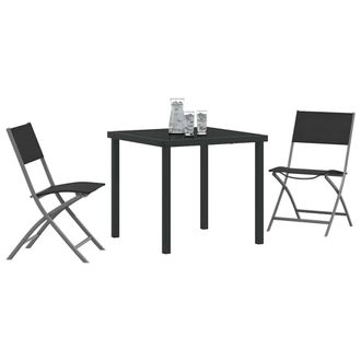 Berkfield Home Give 3 Piece Garden Dining Set Black Textilene & Steel