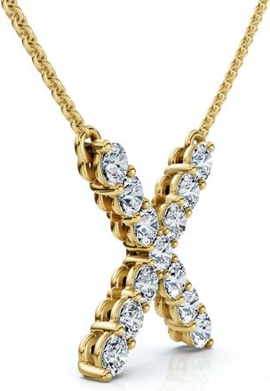 Pompeii3 1Ct Diamond Initial X Pendant 14k Gold 18 Necklace Lab Grown 5/8 Tall