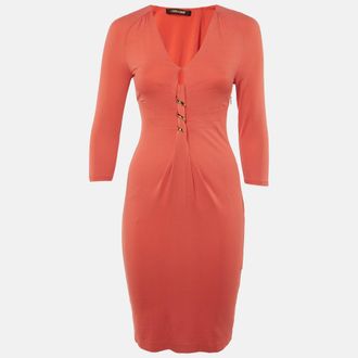 Roberto Cavalli Pink Knit Long Sleeve Mini Dress