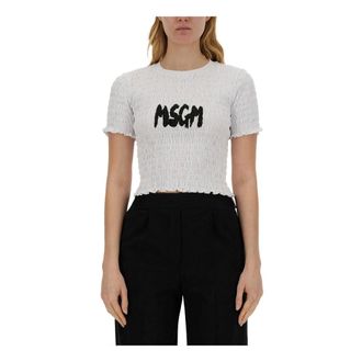 Msgm T-Shirts, female, White, Size: M T-Shirt