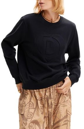Desigual Imagotype Embossed Sweatshirt in Black at Nordstrom, Size Xx-Large